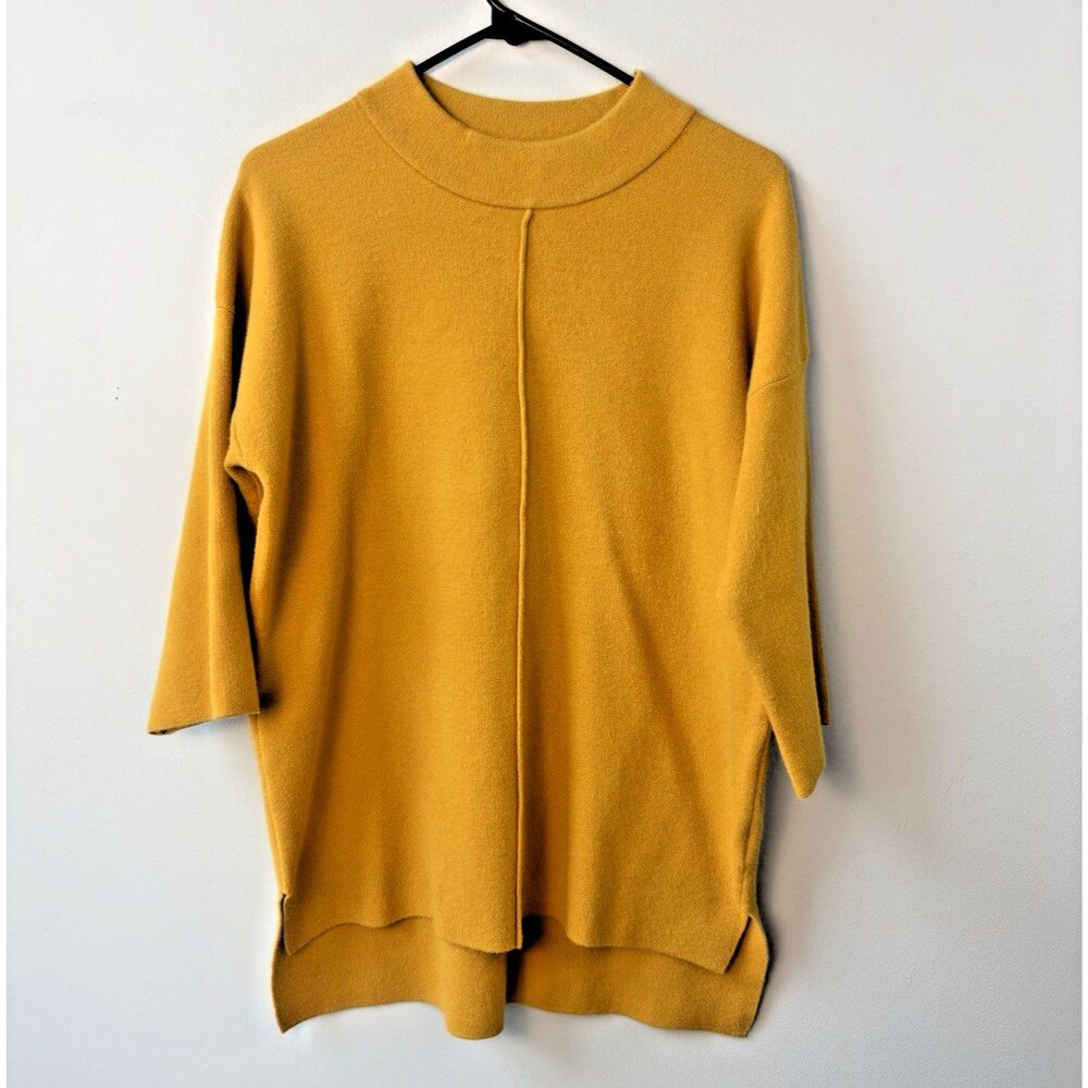 Rachel Zoe Size M Womens Mustard Mock Neck Quarter Sleeve Sweater - EUC